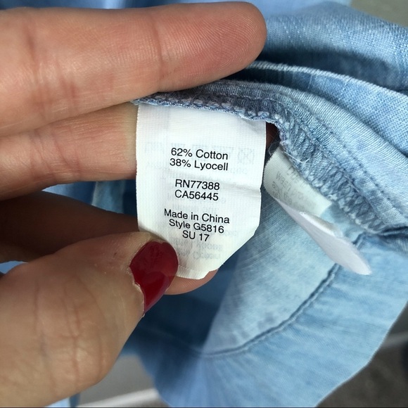 Madewell Azalea Denim Chambray Off Shoulder Casual Dress Size XXS Blue Short - Picture 7 of 9